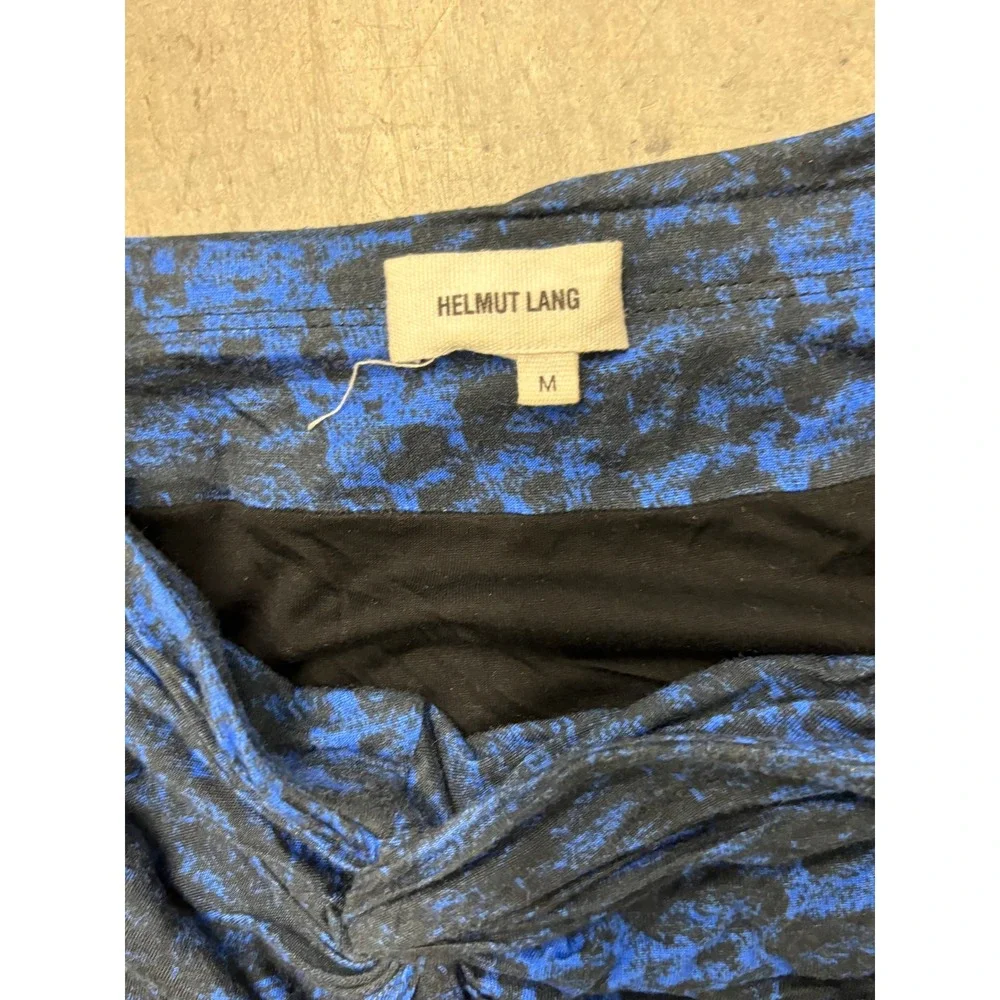 Helmut Lang Women's Maxi Dress‎ Blue Black Abstract Print Twist Front Medium